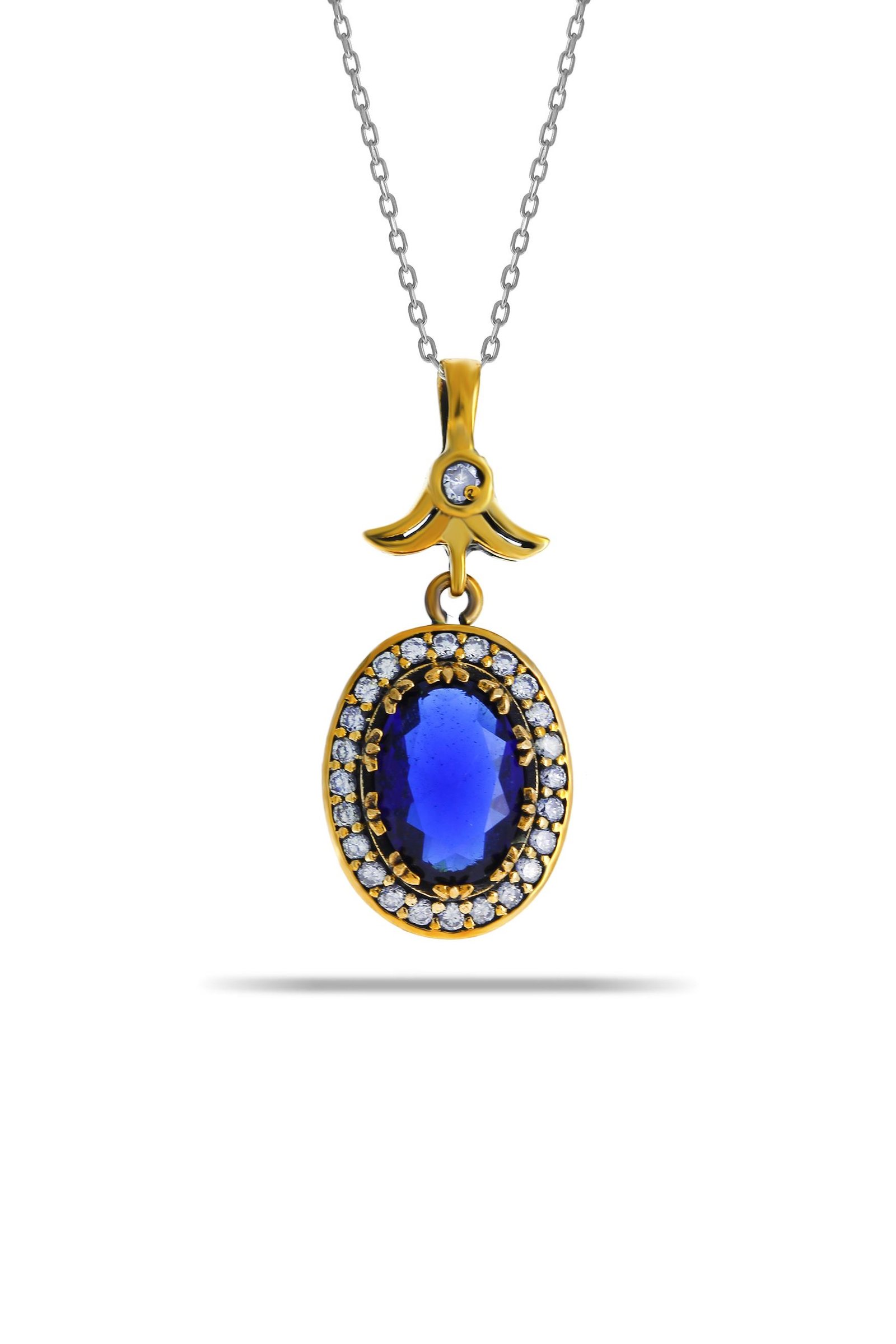 Gümüş Mavi Safir Taşlı Otantik Üçlü Set Otantik Kadın Takı