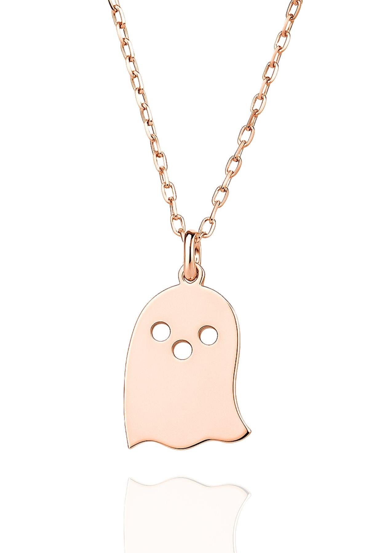 Yeni Yıl Halloween Hayalet 925 Ayar Gümüş Kolye