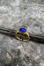 Doğal Lapis Lazuli Taşlı Açık Uçlu Altın Kaplama Ayarlanabilir Kadın Yüzük