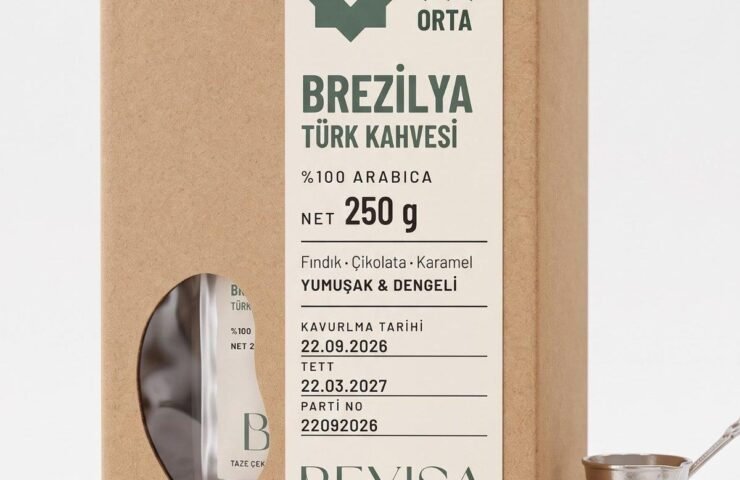 beyisa Brezilya Türk kahvesi 250 g, yüzde 100 Arabica orta kavrulmuş taze çekilmiş paket